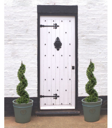 90cm (3ft) Tall Artificial Boxwood Tower Tree Topiary Spiral Metal Top