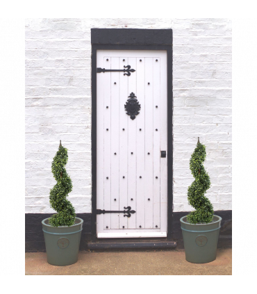 90cm (3ft) Tall Artificial Boxwood Tower Tree Topiary Spiral Metal Top