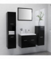 Bathroom Furniture Set Black Engineered Wood