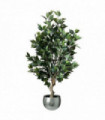 100cm Premium Artificial Ficus Twist Tree Silver Curve Planter