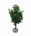 110cm Artificial Evergreen Twist Ficus Tree Silver Curve Planter