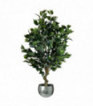 100cm Leaf Realistic Artificial Ficus Tree / Plant Bush Ficus Silver Curve Planter