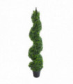 120cm (4ft) Tall Artificial Boxwood Tower Tree Topiary Spiral Metal Top