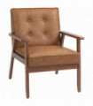 HOMCOM Accent Chair PU Leather Armchair with Armrests for Living Room Brown