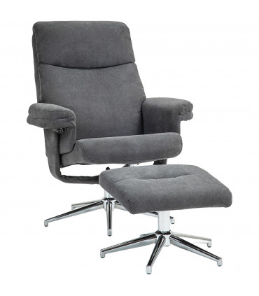 HOMCOM Recliner Chair with Footstool with Adjustable Back Charcoal Grey