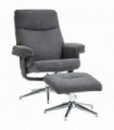 HOMCOM Recliner Chair with Footstool with Adjustable Back Charcoal Grey