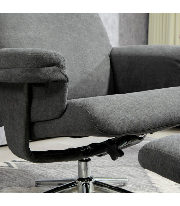 HOMCOM Recliner Chair with Footstool with Adjustable Back Charcoal Grey