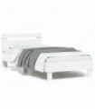 vidaXL Bed Frame with Headboard and LED Lights White 90x190 cm Single
