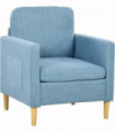 HOMCOM Modern Armchair Upholstered Accent Chair for Bedroom Home Office  Blue