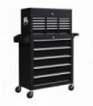 HOMCOM Rolling Tool Chest Lockable Roller Cabinet with with 14 Drawers Black