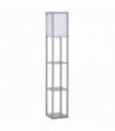 Floor Lamp 4-Tier Grey MDF 26cm x 26cm x 160cm - Light with Storage Shelf