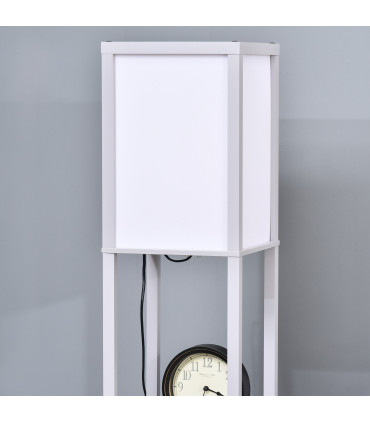 Floor Lamp 4-Tier Grey MDF 26cm x 26cm x 160cm - Light with Storage Shelf