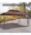 Gazebo Replacement Top Cover, 2-Tier, 3x4 m-Brown