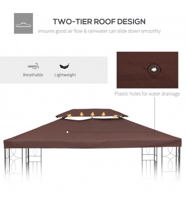 Gazebo Replacement Top Cover, 2-Tier, 3x4 m-Brown