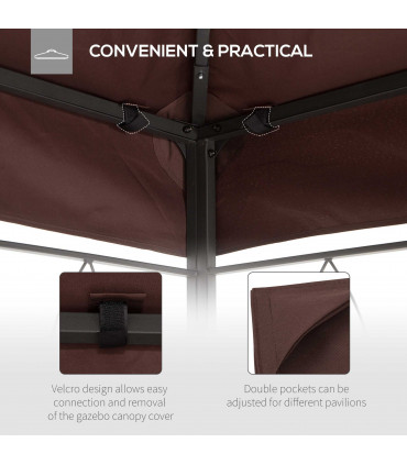 Gazebo Replacement Top Cover, 2-Tier, 3x4 m-Brown
