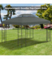 3x4m Gazebo Replacement Roof Canopy 2 Tier Top UV Cover Patio Deep Grey