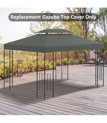 3x4m Gazebo Replacement Roof Canopy 2 Tier Top UV Cover Patio Deep Grey