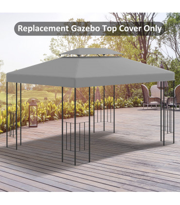 3x4m Gazebo Replacement Roof Canopy 2 Tier Top UV Cover Patio Grey