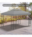 3x4m Gazebo Replacement Roof Canopy 2 Tier Top UV Cover Patio Grey