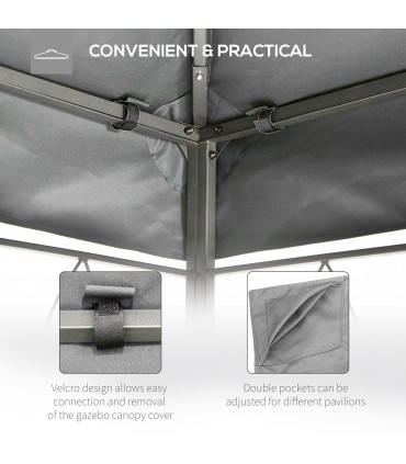 3x4m Gazebo Replacement Roof Canopy 2 Tier Top UV Cover Patio Grey