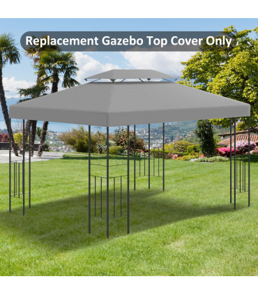 3x4m Gazebo Replacement Roof Canopy 2 Tier Top UV Cover Patio Grey
