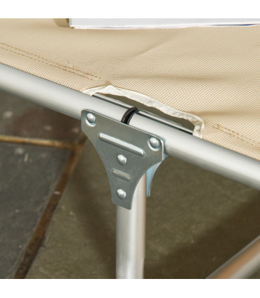 Folding Outdoor Reclining Sun Lounger Chair Aluminium Frame Khaki