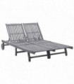 2-Person Sun Lounger Solid Acacia Wood