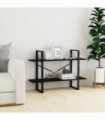 2-Tier Book Cabinet Black 100x30x70 cm Solid Pine Wood