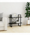 2-Tier Book Cabinet Black 80x30x70 cm Solid Pine Wood