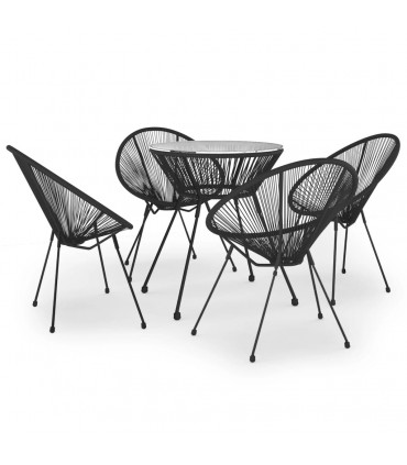 5 Piece Garden Dining Set Black