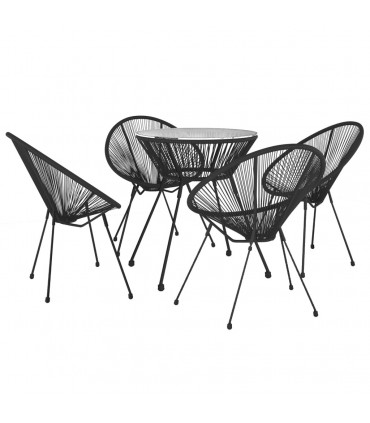 5 Piece Garden Dining Set Black