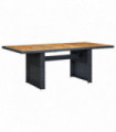 Garden Table Dark Grey Poly Rattan and Solid Acacia Wood