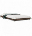 vidaXL Bed Frame Brown Oak 75x190 cm Small Single Engineered Wood and Metal