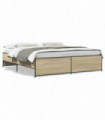 vidaXL Bed Frame Sonoma Oak 200x200 cm Engineered Wood and Metal