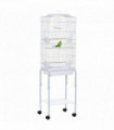 Bird Cage Large White Powder-Coated Metal 157H x 46.5L x 36Wcm Wooden Perches
