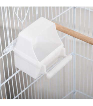 Bird Cage Large White Powder-Coated Metal 157H x 46.5L x 36Wcm Wooden Perches
