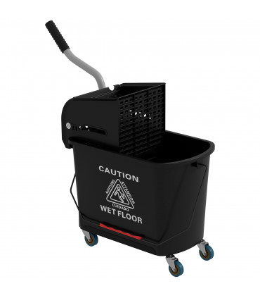 HOMCOM 20L Mop Bucket with Wringer Handle on Wheels for Floor Cleaning Black