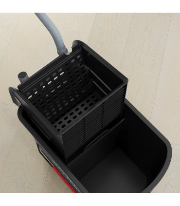 HOMCOM 20L Mop Bucket with Wringer Handle on Wheels for Floor Cleaning Black