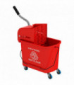 HOMCOM 20L Mop Bucket with Wringer Handle on Wheels for Floor Cleaning Red