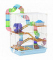 Pawhut 5 Tier Hamster Cage Carrier Habitat w/ Exercise Wheels, Light Blue