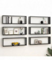 vidaXL Wall Cube Shelf 6 pcs Black 80x15x26.5 cm Engineered Wood