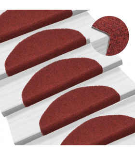 15 pcs Self-adhesive Stair Mats Needle Punch 65x21x4 cm Red