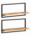 Wall Shelves 2 pcs 80x25x35 cm Solid Wood Acacia and Steel