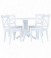 5 Piece Dining Set Solid Rubber Wood White