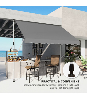 3x1.5m  Adjustable Outdoor Aluminium Frame Awning Grey