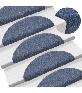15 pcs Self-adhesive Stair Mats Needle Punch 56x17x3 cm Blue