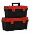 2 Piece Tool Box Set Black and Red Polypropylene