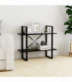 2-Tier Book Cabinet Black 80x30x70 cm Engineered Wood