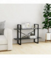 2-Tier Book Cabinet Grey 100x30x70 cm Solid Pine Wood