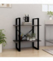 2-Tier Book Cabinet Grey 60x30x70 cm Solid Pine Wood
